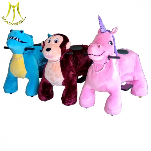 Hansel 2017 popuar kids outdoor motorized plush riding animals theme park equipment for sale
